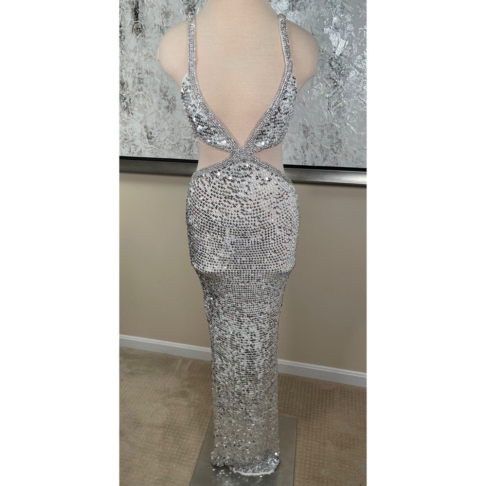 Retrofete Morgan Crystal and Sequin Embellished Cutout Crochet Maxi Dress Size S - Picture 4 of 10